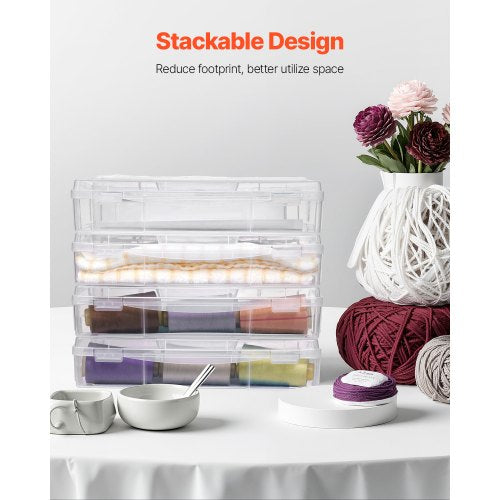 Scrapbook Paper Storage 4 Pack Stackable Plastic Board Game Boxes Clear