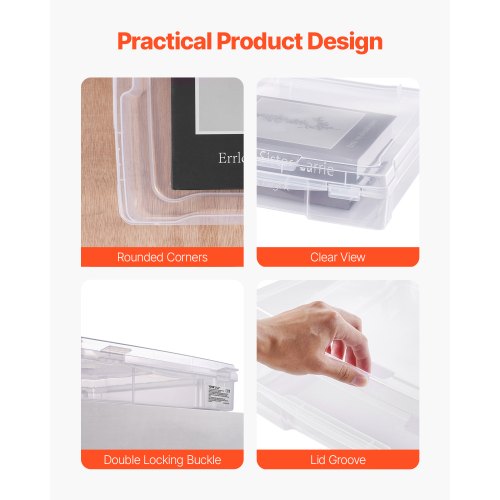 Scrapbook Paper Storage 4 Pack Stackable Plastic Board Game Boxes Clear