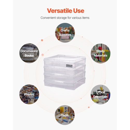 Scrapbook Paper Storage 4 Pack Stackable Plastic Board Game Boxes Clear