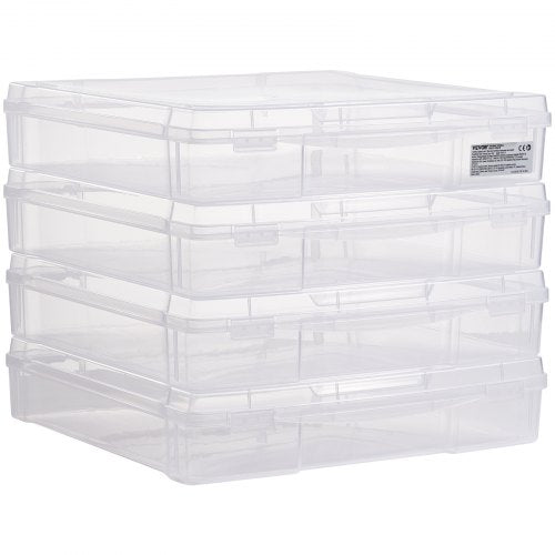 Scrapbook Paper Storage 4 Pack Stackable Plastic Board Game Boxes Clear
