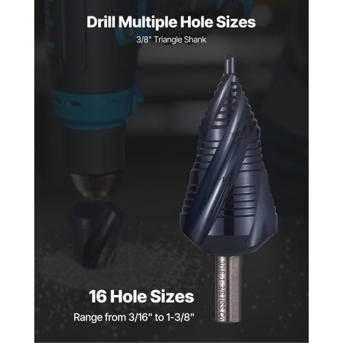 Step Drill Bit 316 to 138 inch 38 inch Triangular Shank TiAlN Coating