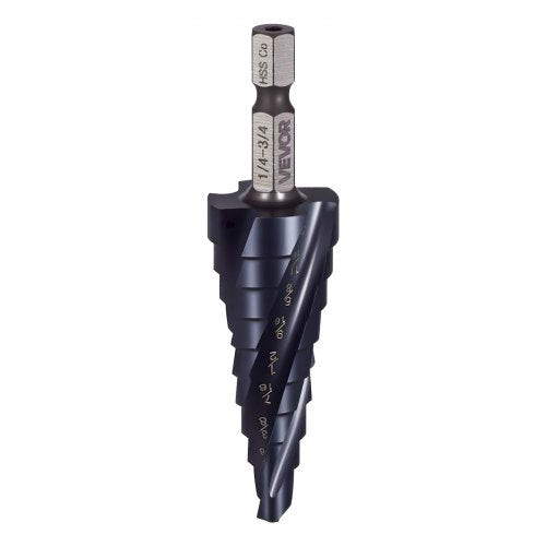 Step Drill Bit 14 to 34 inch 14 inch Hex Shank TiAlN Coating Cobalt