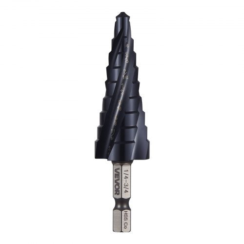 Step Drill Bit 14 to 34 inch 14 inch Hex Shank TiAlN Coating Cobalt