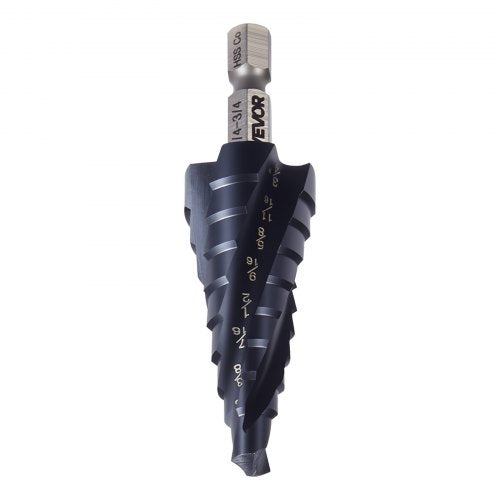 Step Drill Bit 14 to 34 inch 14 inch Hex Shank TiAlN Coating Cobalt