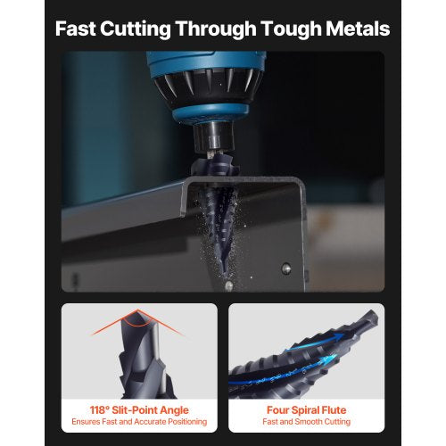 Step Drill Bit 316 to 78 inch 14 inch Hex Shank TiAlN Coating Cobalt
