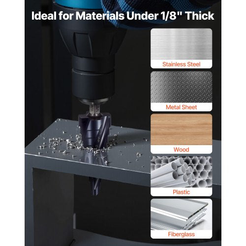 Step Drill Bit Set 18  78 inch 3 Pieces Step Drill Bits 14 inch Hex