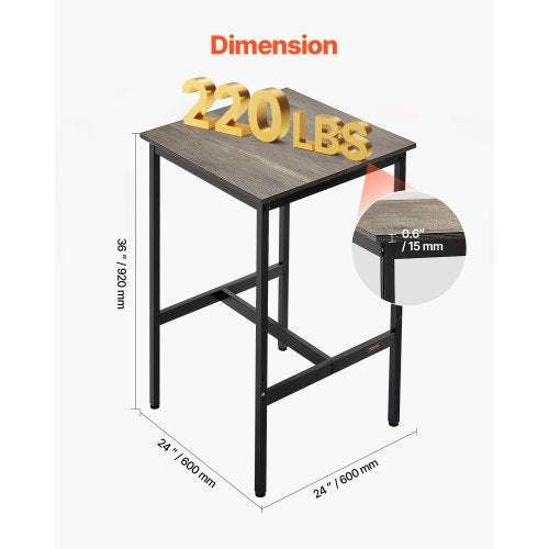 Bar Table Sturdy Metal Frame High Top Pub Table Small Kitchen Dining