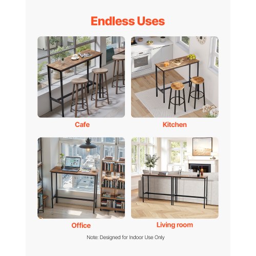 Bar Table Sturdy Metal Frame High Top Pub Table Narrow Long Kitchen