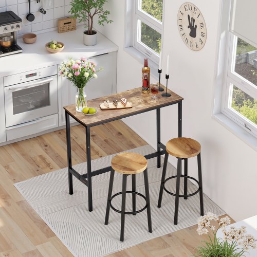 Bar Table Sturdy Metal Frame High Top Pub Table Narrow Long Kitchen
