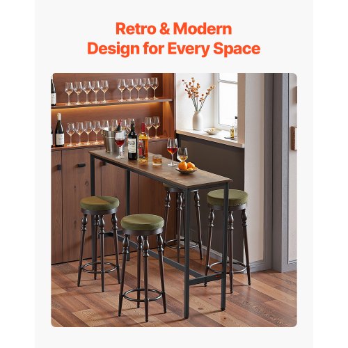 Bar Table Sturdy Metal Frame High Top Pub Table Narrow Long Kitchen