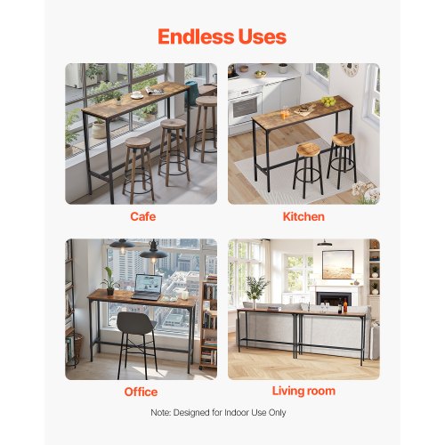 Bar Table Sturdy Metal Frame High Top Pub Table Narrow Long Kitchen