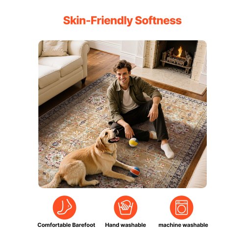 Area Rug 75 x 9.5 ft Large Washable Rug NonSlip and TearResistant Soft