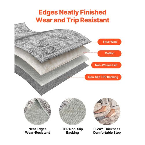 Area Rug 8 x 10 ft Large Washable Rug NonSlip and TearResistant Soft