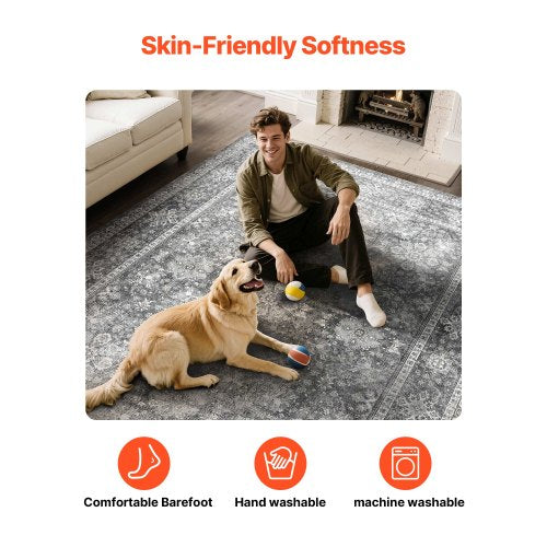 Area Rug 8 x 10 ft Large Washable Rug NonSlip and TearResistant Soft