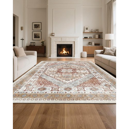 Area Rug 8 x 10 ft Large Washable Rug NonSlip and TearResistant Soft 2