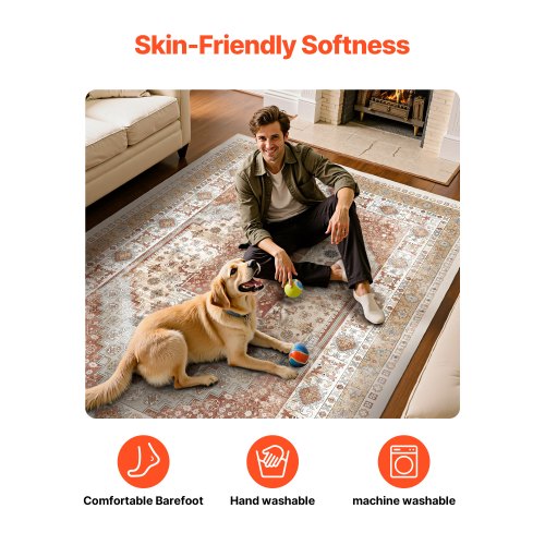 Area Rug 8 x 10 ft Large Washable Rug NonSlip and TearResistant Soft 2