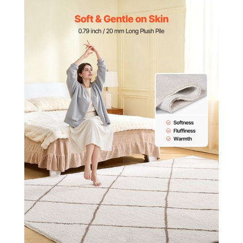 Indoor Plush Area Rugs 8 X 10 Ft Carpet Furry With Long Plushs Pile Thick 33 7