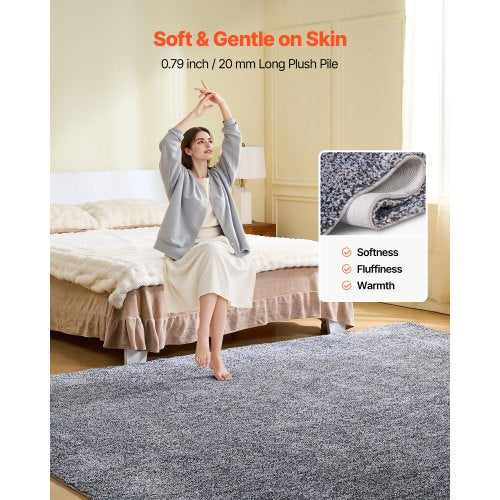 Indoor Plush Area Rugs 8 X 10 Ft Carpet Furry With Long Plushs Pile Thick