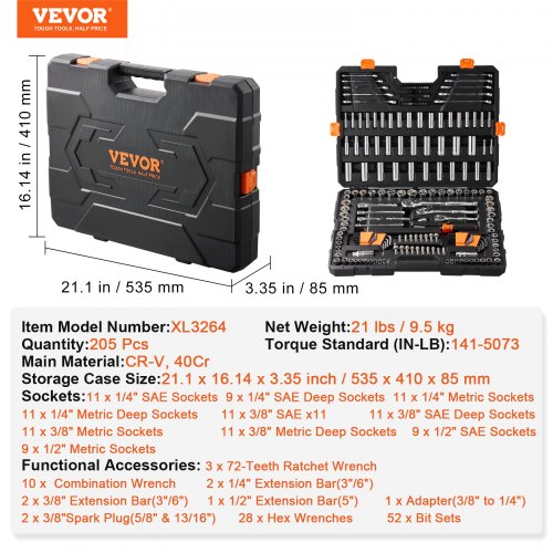 Mechanics Tool Set and Socket Set 14 38 12 Drive Deep and Standard