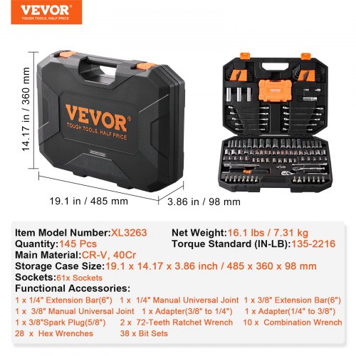 Mechanics Tool Set and Socket Set 14 and 38 Drive Deep and Standard
