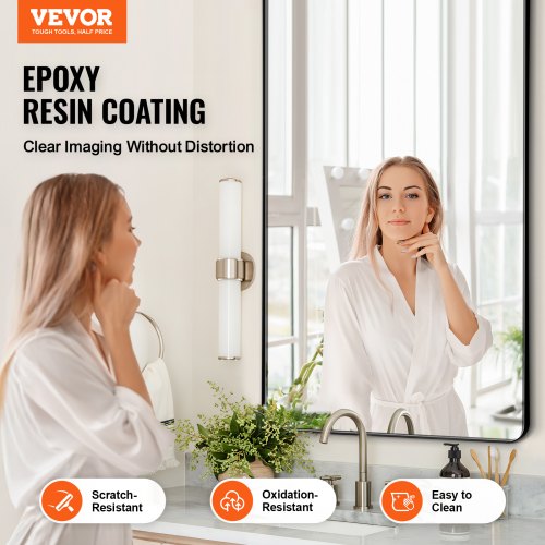 Wall Mounted Makeup Mirror 015 Thick 30 x 48 Mirror with Aluminium