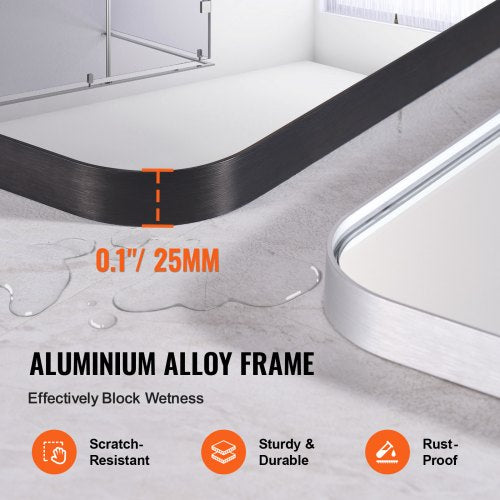 Wall Mounted Makeup Mirror 015 Thick 30 x 48 Mirror with Aluminium