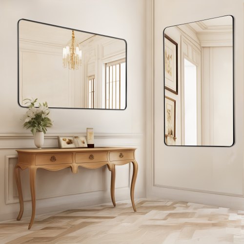 Wall Mounted Makeup Mirror 015 Thick 30 x 48 Mirror with Aluminium