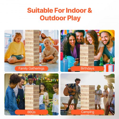 Tumbling Timber Toy 54 Blocks Tumble Tower Blocks Game Pine Wood Tumbling