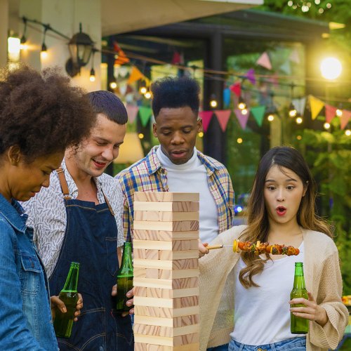 Tumbling Timber Toy 54 Blocks Tumble Tower Blocks Game Pine Wood Tumbling