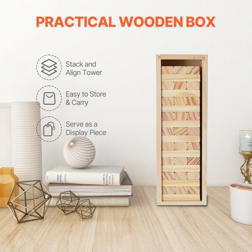 Tumbling Timber Toy 54 Blocks Tumble Tower Blocks Game Pine Wood Tumbling