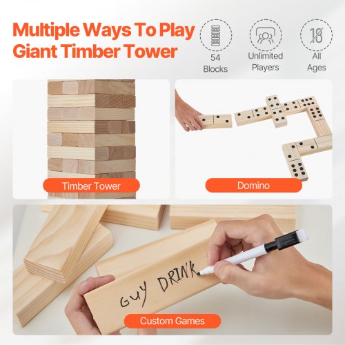 Tumbling Timber Toy 54 Blocks Medium Tumble Tower Blocks Game Pine Wood