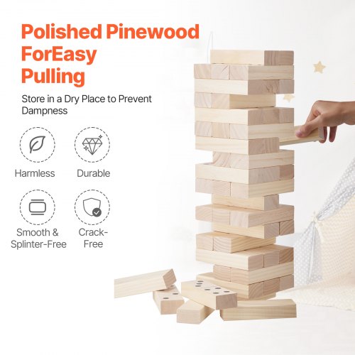 Tumbling Timber Toy 54 Blocks Medium Tumble Tower Blocks Game Pine Wood