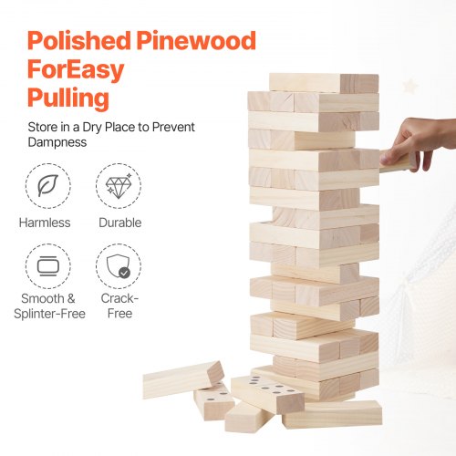 Tumbling Timber Toy 54 Blocks Large Tumble Tower Blocks Game Pine Wood