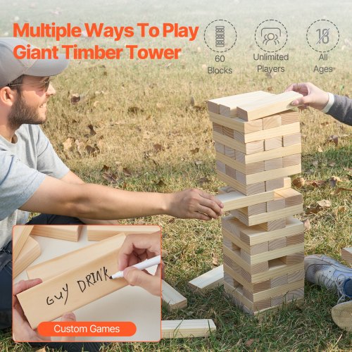 Tumbling Timber Toy 60 Blocks Giant Tumble Tower Blocks Game Pine Wood