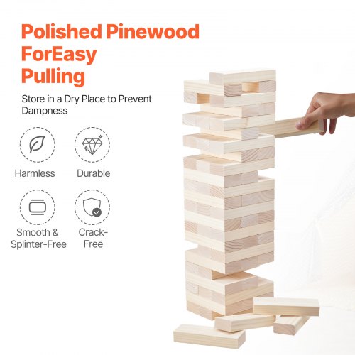 Tumbling Timber Toy 60 Blocks Giant Tumble Tower Blocks Game Pine Wood