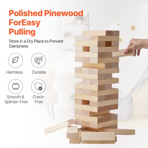 Tumbling Timber Toy 60 Blocks Giant Tumble Tower Blocks Game Pine Wood