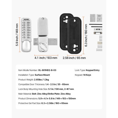 Mechanical Keyless Entry Door Lock 14 Key Mechanical Door Lock Mechanical