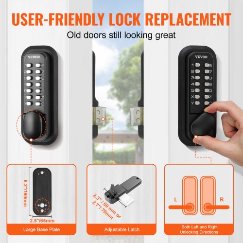 Mechanical Keyless Entry Door Lock 14 Digit Keypad Outdoor Gate Door Locks