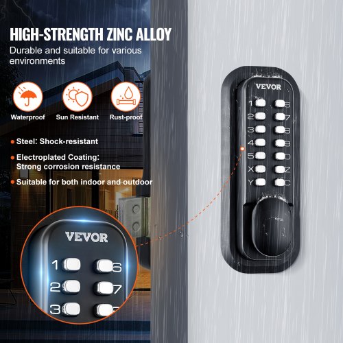 Mechanical Keyless Entry Door Lock 14 Digit Keypad Outdoor Gate Door Locks
