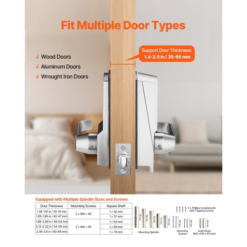 Mechanical Keyless Entry Door Lock 14 Key Mechanical Door Lock with Keys