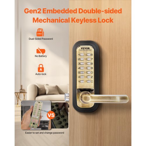 Mechanical Keyless Entry Door Lock 14 Key Mechanical Door Lock Mechanical
