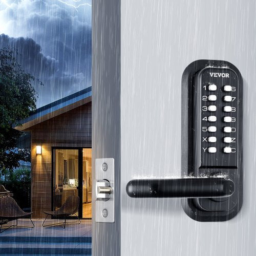 Mechanical Keyless Entry Door Lock 14 Digit Keypad Doublesided Embedded