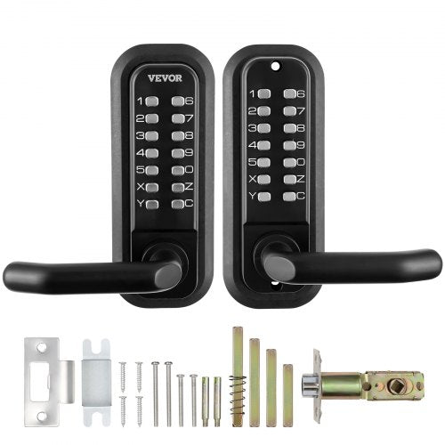 Mechanical Keyless Entry Door Lock 14 Digit Keypad Doublesided Embedded