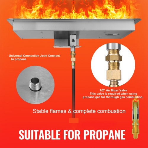 24 x 8 inch Dropin Fire Pit Pan Rectangular Stainless Steel Fire Pit