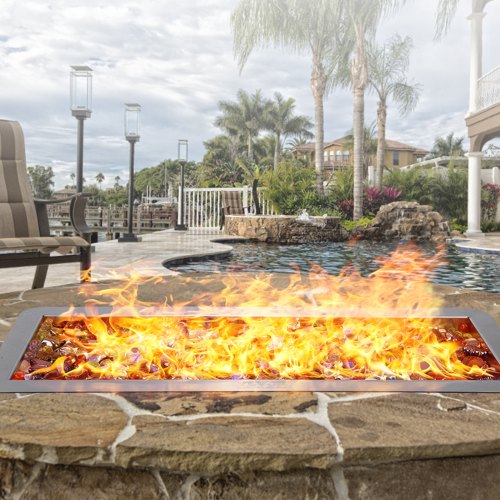 36 x 12 inch Dropin Fire Pit Pan Rectangular Stainless Steel Fire Pit