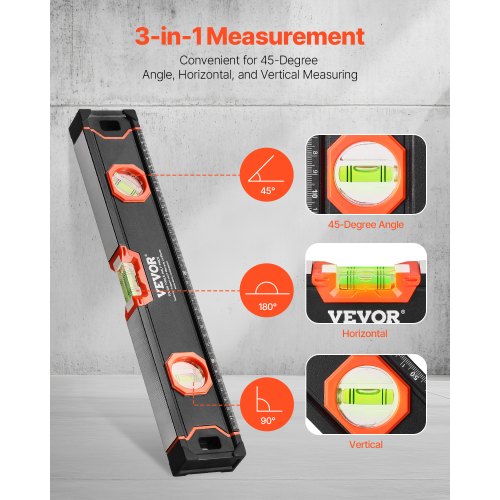 4Piece Torpedo Level 48241610 Inch Box Levels Set Fluorescent Light Up Bubble