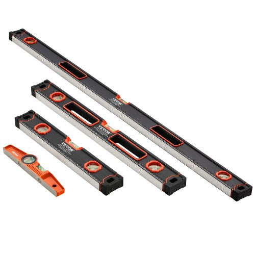 4Piece Torpedo Level 48241610 Inch Box Levels Set Fluorescent Light Up Bubble