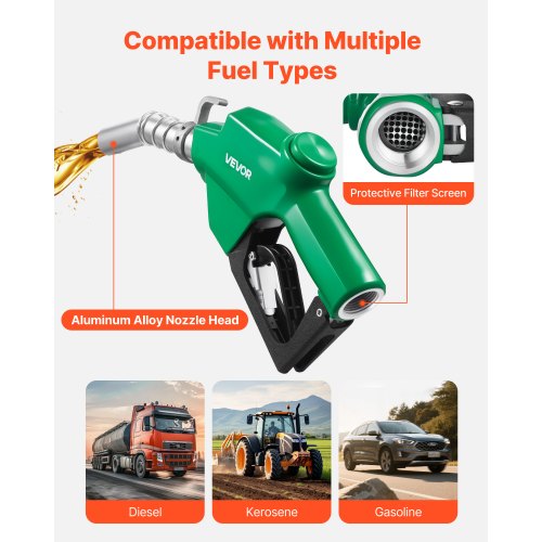 1 Inch NPT Automatic Fuel Nozzle Max Flow Rate 216 GPM Auto Shut Off