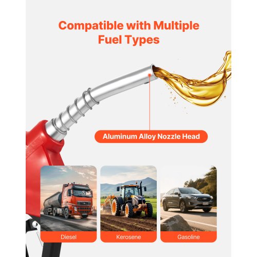 34Inch NPT Automatic Fuel Nozzle Max Flow Rate 118 GPM Auto Shut Off