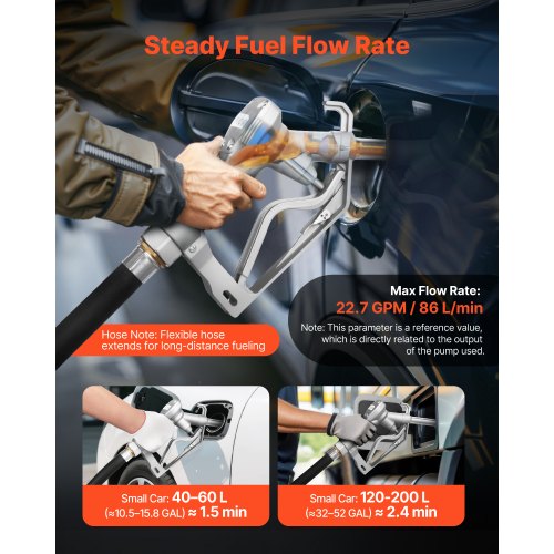 34Inch NPT Fuel Nozzle with 10 ft Hose Max Flow Rate 227 GPM Diesel Gas